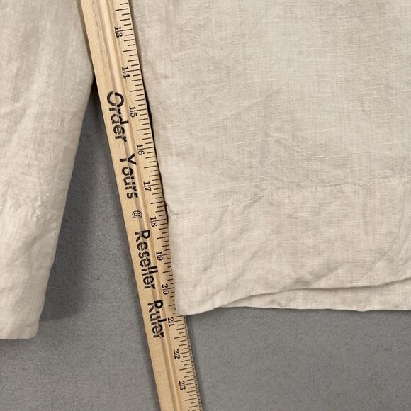 GAP Pants Womens 12 Beige Linen Wide Leg Culottes Cropped Pleated Minimal Resort - Picture 15 of 16